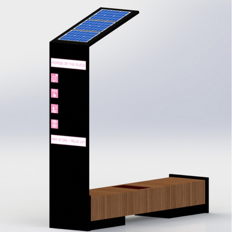 Banco esterno solare di ricarica USB Smart Wifi in acciaio inossidabile con display a LED